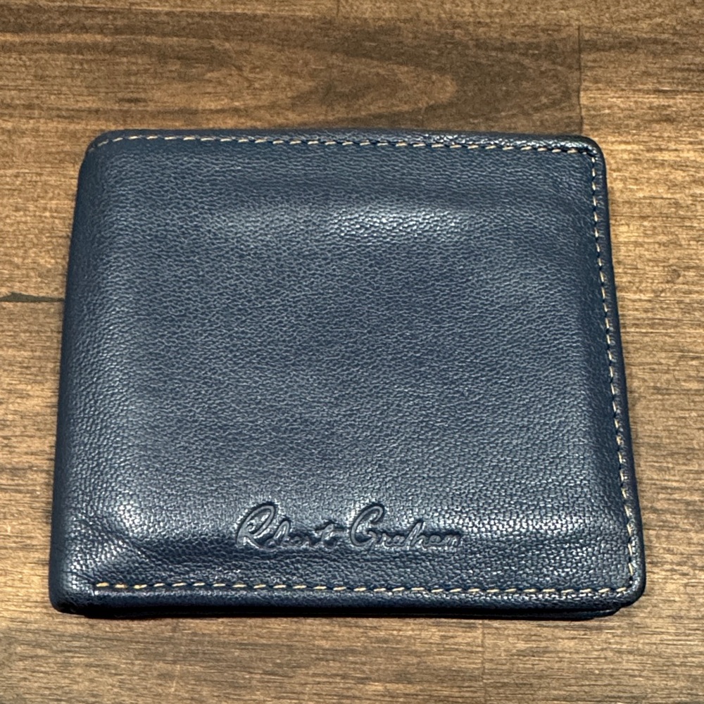 Robert Graham Blue Leather Bi-Fold Card Holder